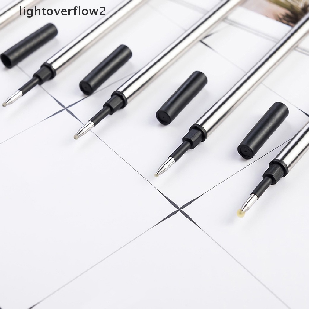 (lightoverflow2) 5pcs Refill Pulpen Gel 0.5mm Tinta Biru Bahan Metal