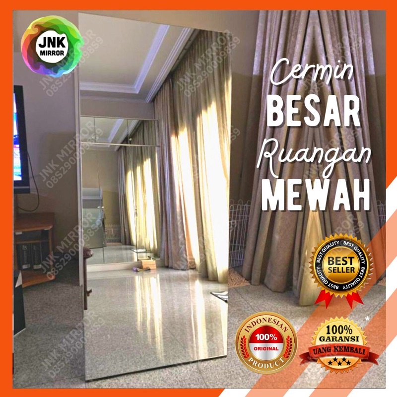 cermin frameless besar dinding berdiri lantai