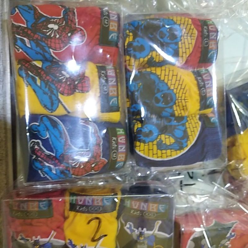 HUNBE | CELANA DALAM ANAK LAKI ISI 3 PCS CD WARNA HUNBEE KIDS SET SPIDERMAN UKURAN M L XL XXL