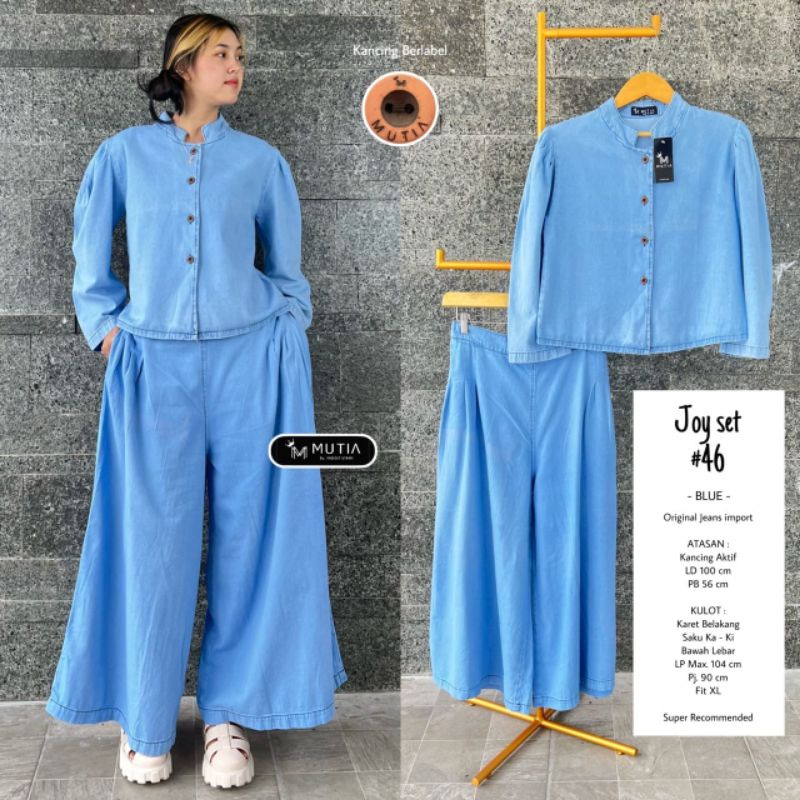 JOY SET #46 BY MUTIA / ONESET JEANS WANITA / Setelan kulot jeans muslimah