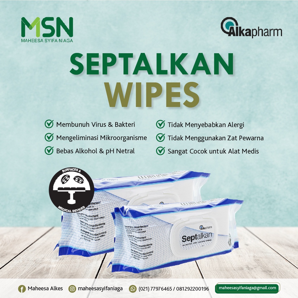 Septalkan Lingettes / Wipes Alcohol Free Cleaner Disinfectant (Tissue)
