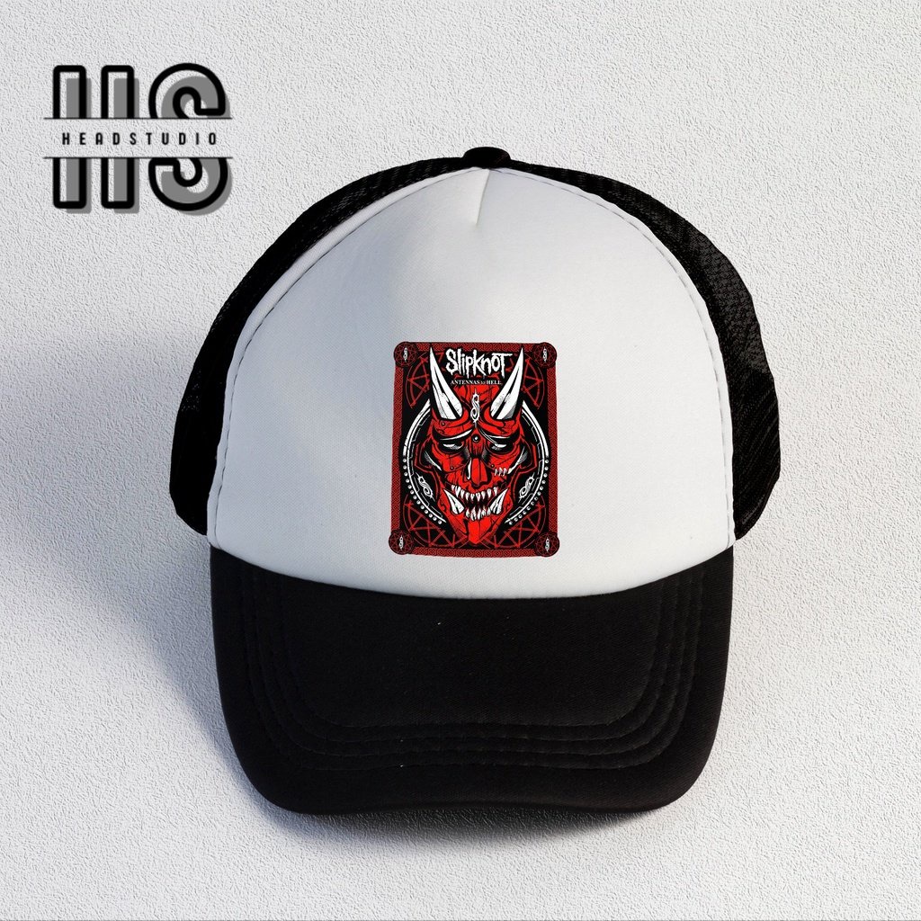 Slipknot | Trucker Hat Best Seller | Topi Pria | Topi | Trucker | Topi Band | Baseball | Band | Topi Jaring | Topi Sablon | Head Studio