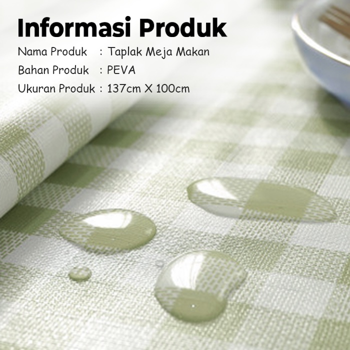 Lodoestar  -  Taplak Meja Makan Motif Kotak Kotak Ukuran 137cmx100cm Bahan PEVA - D15-3D