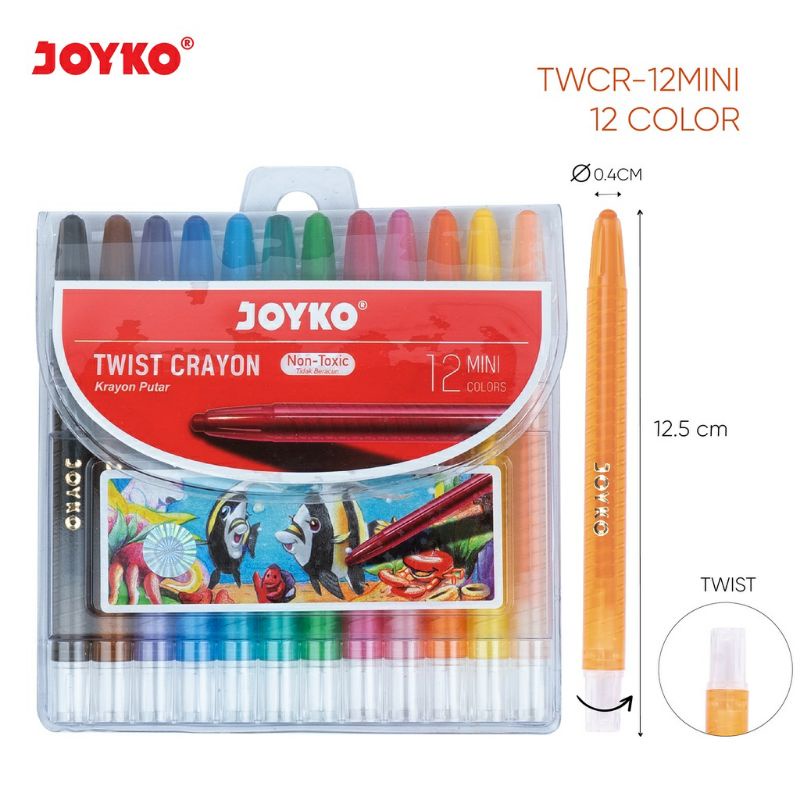 

KRAYON PUTAR/TWIST CRAYON 12 MINI COLORS - JOYKO