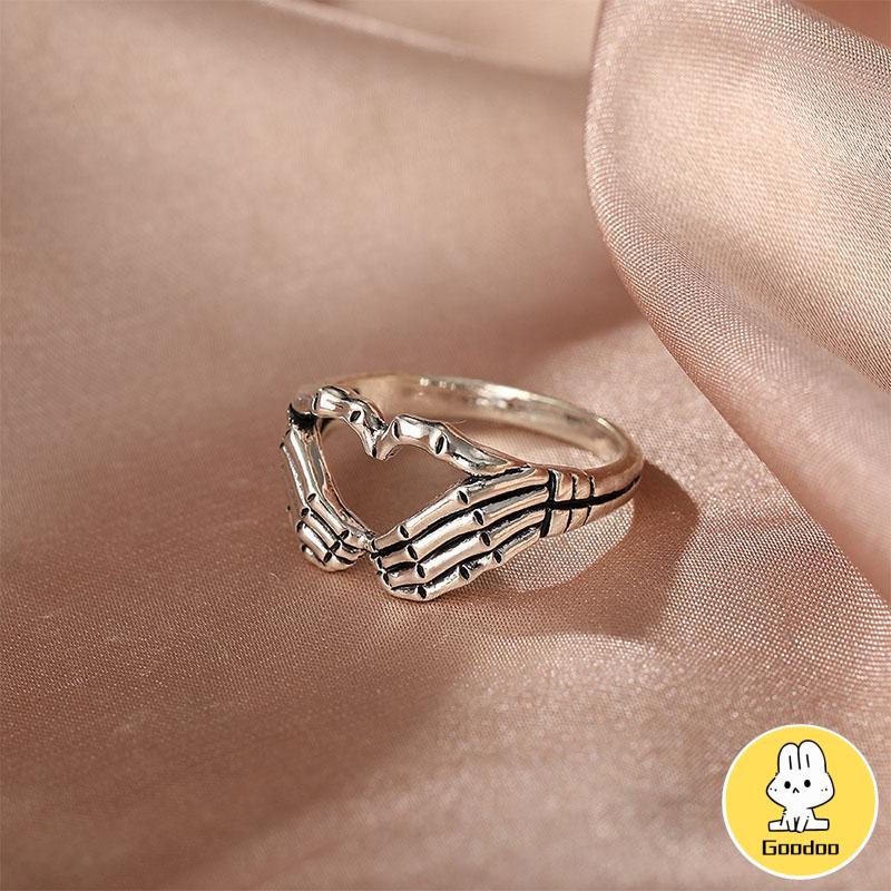 Korea Retro Hell Ghost Tangan Cinta Cincin Mendominasi Tren Pria Dan Wanita Cincin Perhiasan -Doo