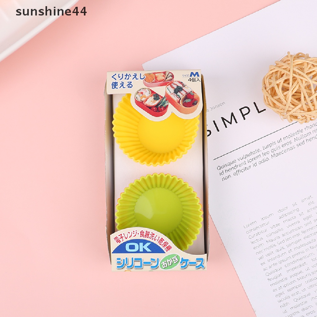 Sunshine 3 / 4Pcs Piring Makan Bento Bahan Silikon Tahan Panas Reusable