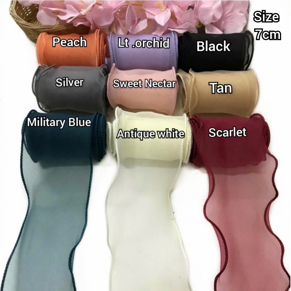 1YARD-PITA ORGANZA GELOMBANG | PITA TRANSPARAN GELOMBANG | PITA KACA