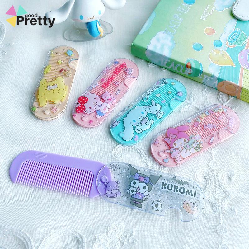 Sisir Kecil Plastik  Kartun Lucu Lipat Portabel Sisir Poni  Kuromi Melody Cinnamoroll Kitty - PD