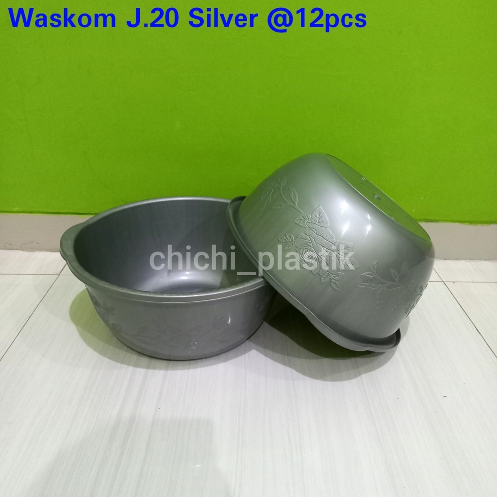 Isi 12 PCS!! Waskom Jerman 20 Silver /Waskom Plastik/Waskom berkatan / Bak cuci