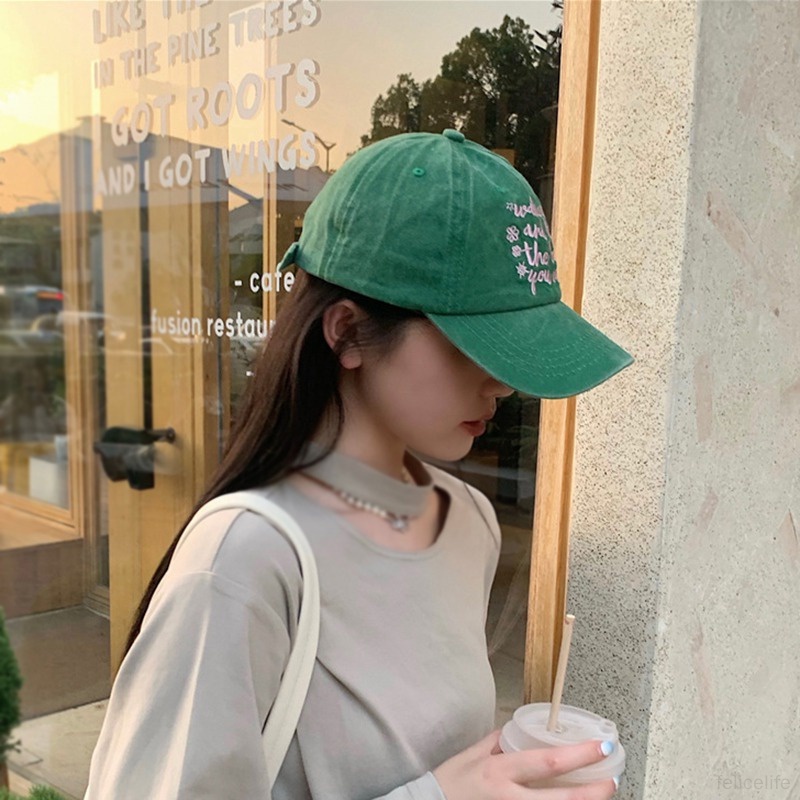 Topi Baseball Bahan Katun Motif Tulisan Untuk Wanita