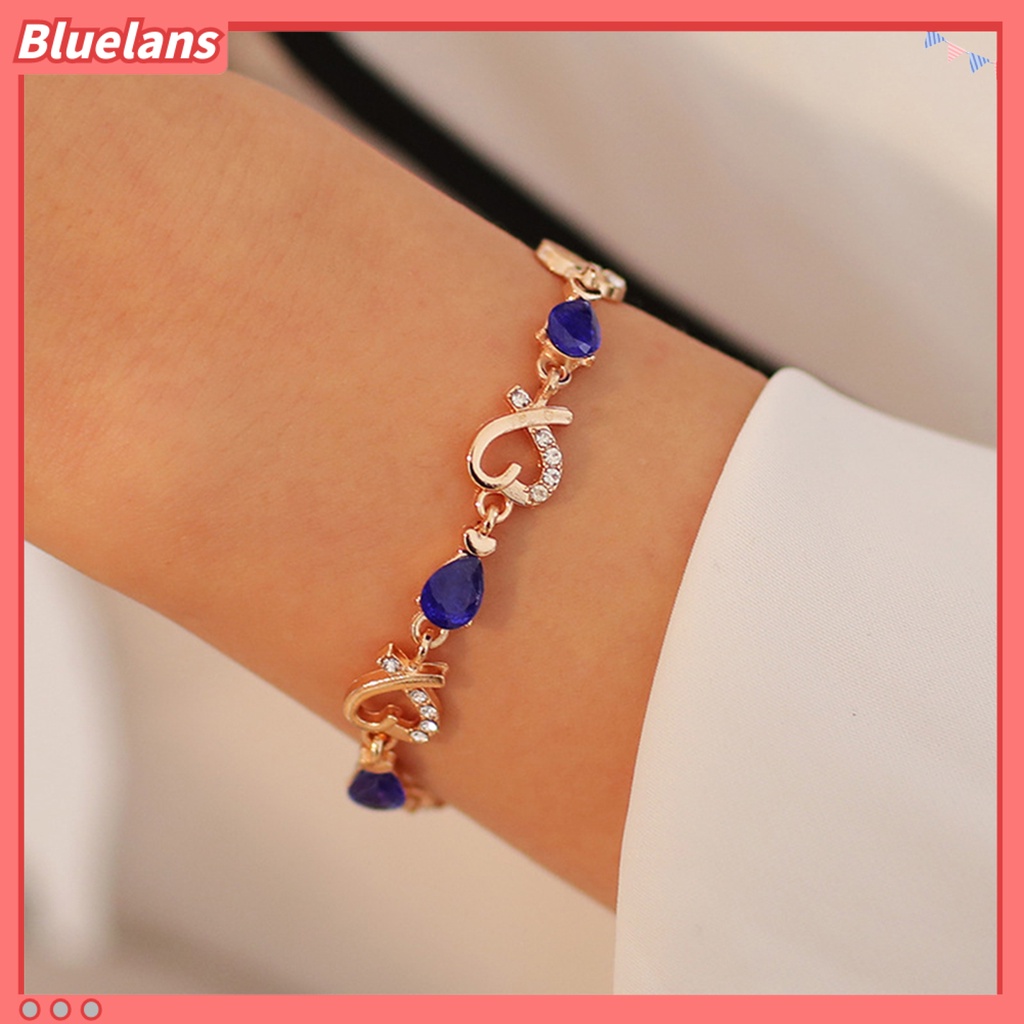 Bluelans Bangle Charm Woman Cubic Zirconia Lady Elegant Love Heart Bangle