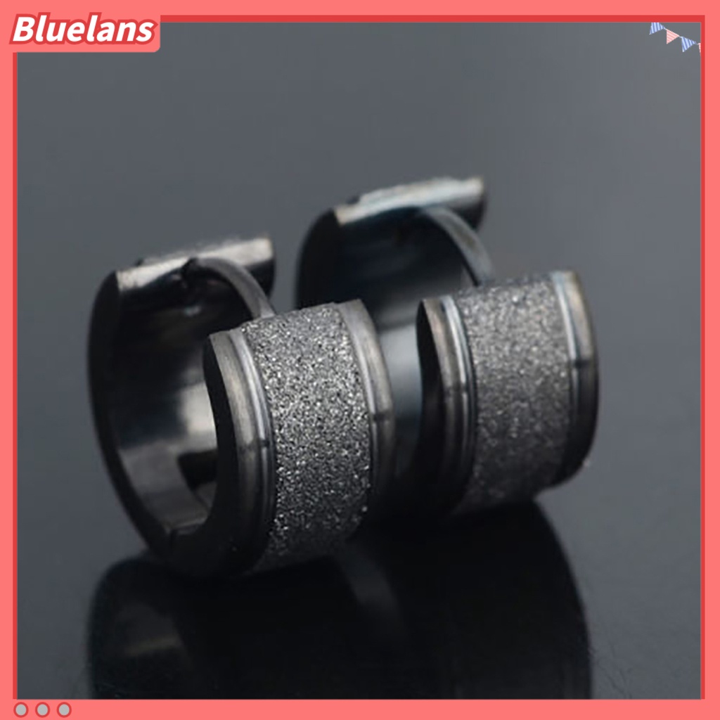 Bluelans 1 Pair Men Women Titanium Steel Dull Polish Hoop Huggie Earrings Ear Studs