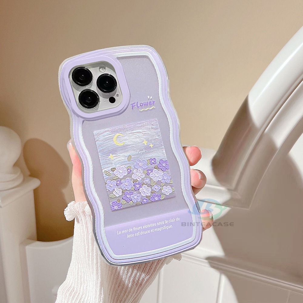 Case Bahan TPU Motif Bunga Warna Ungu Untuk IPhone 11 12 13 14 Pro MAX 7 8 Plus 6 6s Plus XR 14 Plus X XS MAX