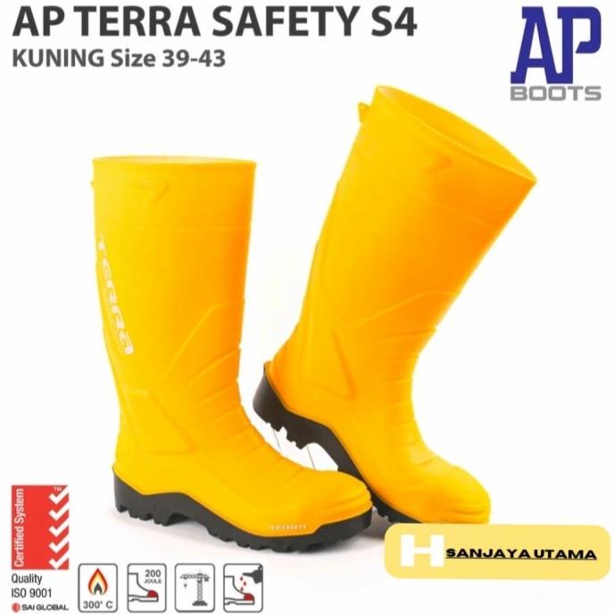 sepatu safety boots karet ujung besi AP Terra Safety S4 kuning