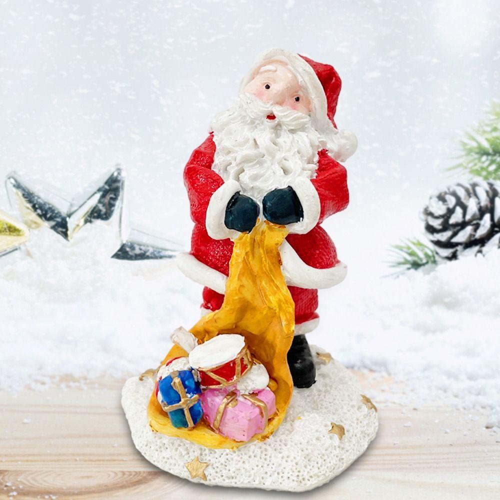 Lanfy Resin Santa Claus Ornamen Hadiah Ulang Tahun Mini Kartun Dekorasi Kantor Untuk Bonsai Decor Model Mainan Taman Miniatur Mobil Hiasan Kue Hiasan Desktop