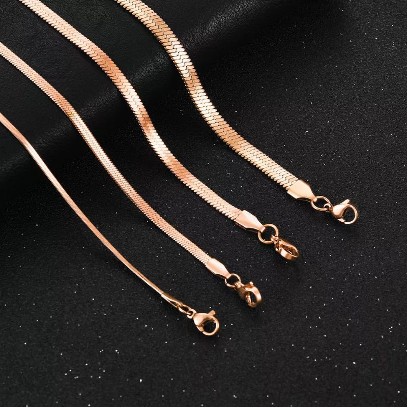 KALUNG TITANIUM PIPIH KILAP GEPENG ROSE GOLD EMAS IMPOR BERKUALITAS