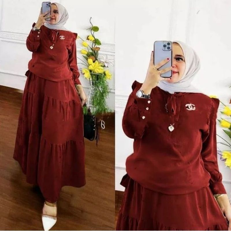 Fashion MUSLIM, baju wanita, baju stelan wanita, setelan, stelan, Baju stelan, fashion wanita, one set. Ruby Set