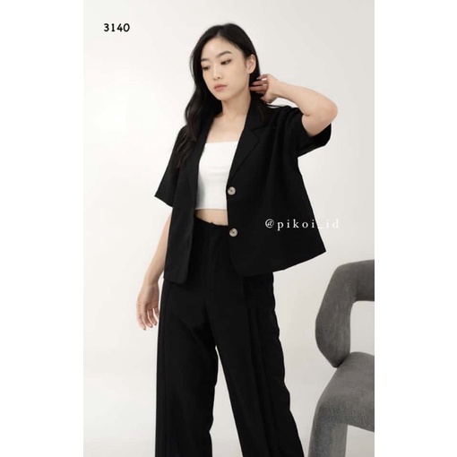 Set wanita celana panjang hitam / setelan blazer korea kekinian / 3140