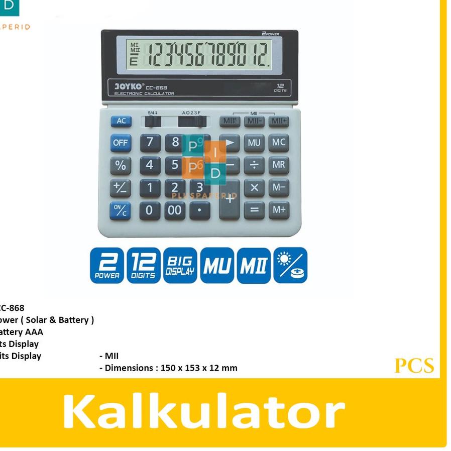 

FREE ONGKIR!JOYKO - Calculator - Kalkulator CC-868 12 Digits - Pcs|RA6