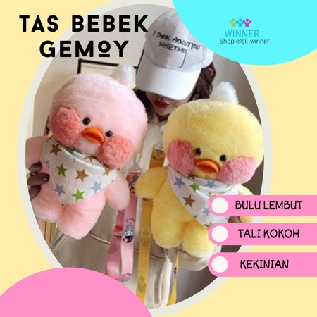 TAS SELEMPANG BEBEK BONEKA BULU Slingbag Duck Fashion Crossbody Korean Style Kapasitas Besar Tas Bebek Bahan Plush Bulu Bentuk Kartun Bebek