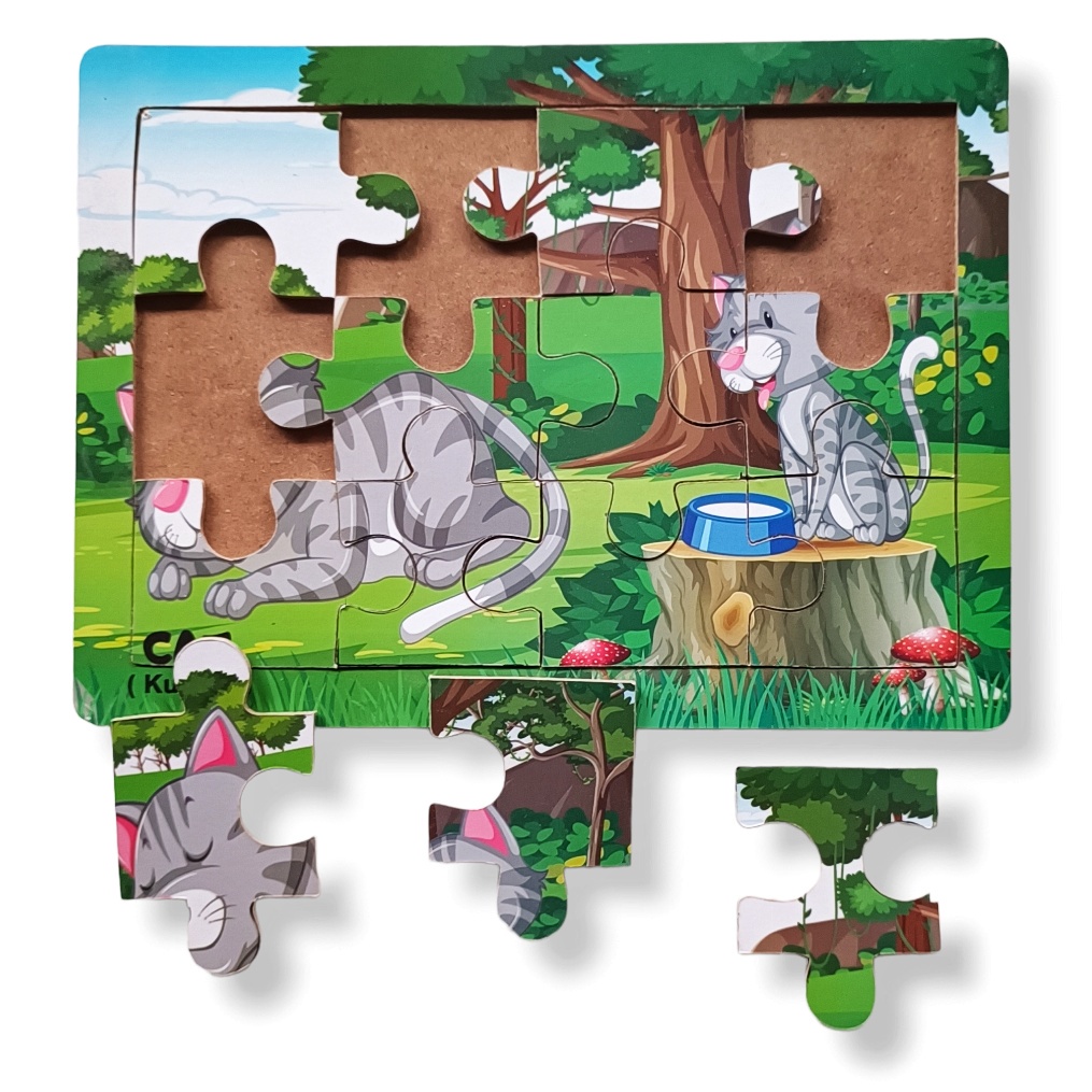 Mainan Kayu Pintar Puzzle Kayu Jigsaw Gambar Kucing Tom Bisa COD