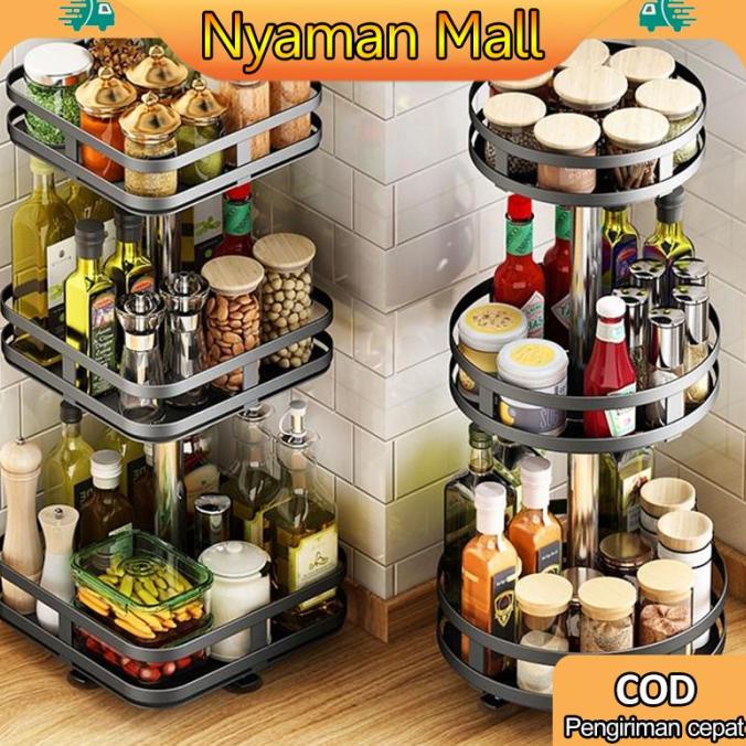 Rak Bumbu Putar Berputar 360 Derajat Rak Bumbu Dapur Stainless