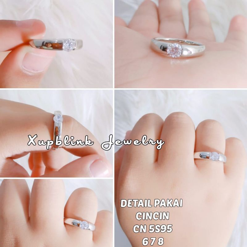 Cincin Silver Titanium Permata Satu Anti Karat