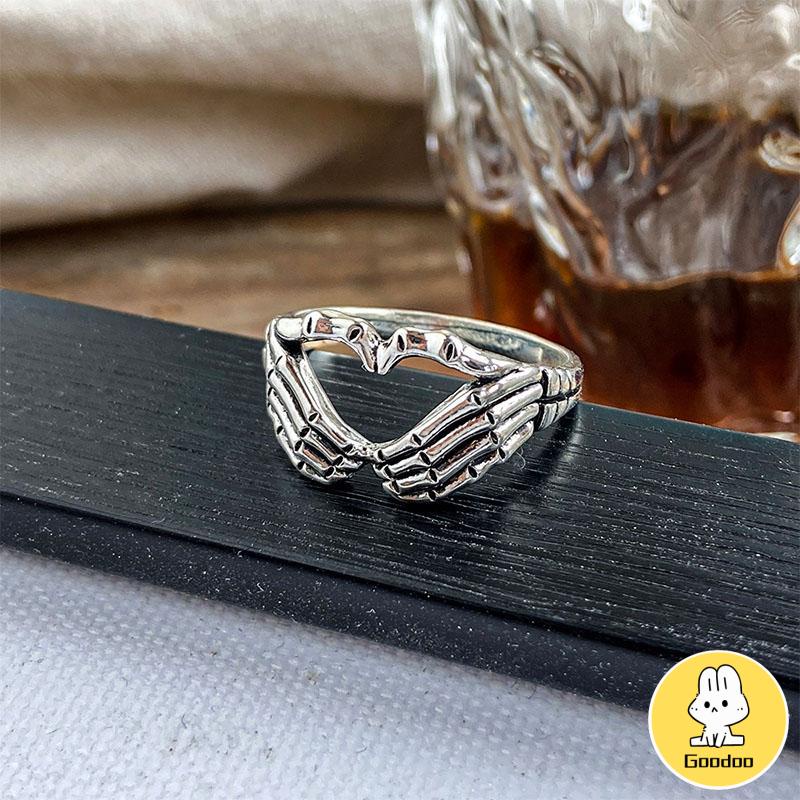 Korea Retro Hell Ghost Tangan Cinta Cincin Mendominasi Tren Pria Dan Wanita Cincin Perhiasan -Doo