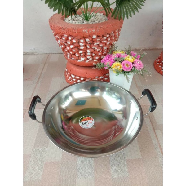 Wajan Kuali Wok Pan Penggorengan Stainless Steel Bmw