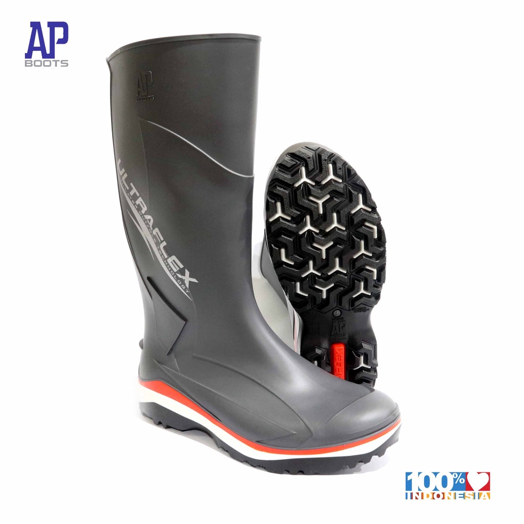 AP ULTRAFLEX 39-43 GREY - SEPATU BOOT SAFETY KARET -  AP BOOTS