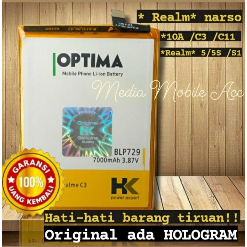 Baterai HK BLP729 BLP 729 realme Narso 10A /C3 /c11 realm* 5 /5s / SI hk hologram garansi