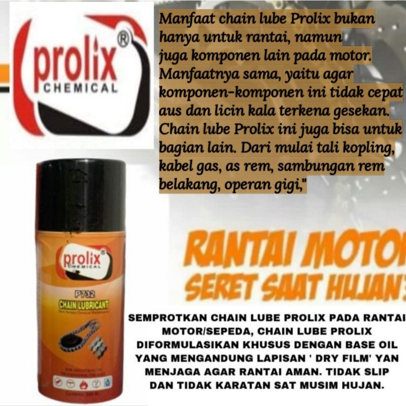 Chainlube Pelumas Rantai Motor Sepeda Prolix 250ml Anti Karat Chain Lube Prolix