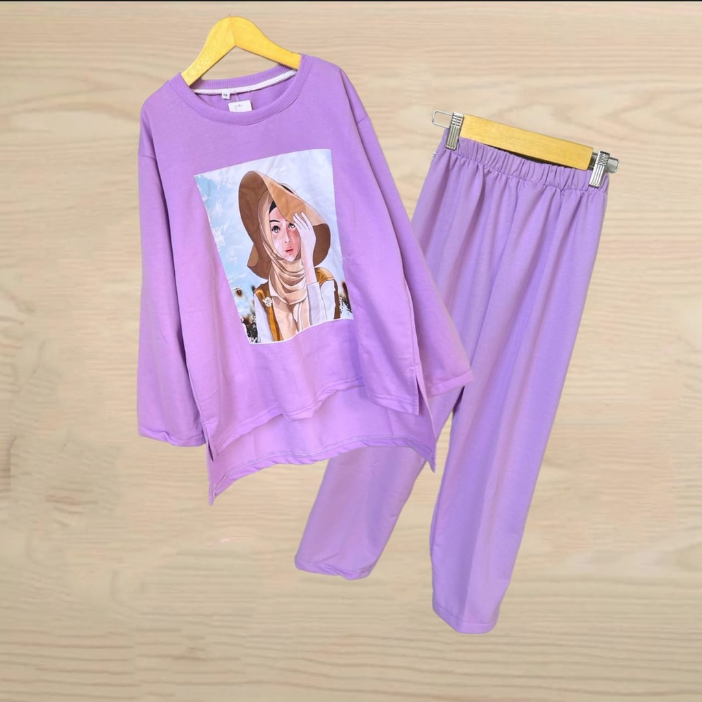 Baju anak perempuan bahan babyterry usia 3 sampai 12 tahun// baju slebew oversize//baju anak perempuan selebew/// setelan anak perempuan