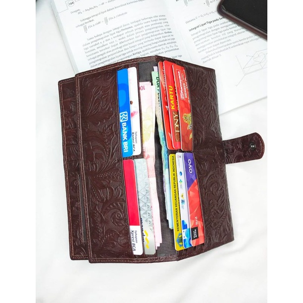 Dompet kulit wanita Nara full kulit sapi asli motif batik-COD