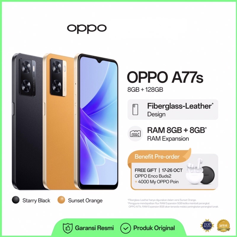 Oppo A77s [8GB+128GB] Snapdragon 680 | 50MP Dual Camera | 6.56&quot; IPS LCD | 5000mAh Garansi Resmi Oppo 1 Tahun