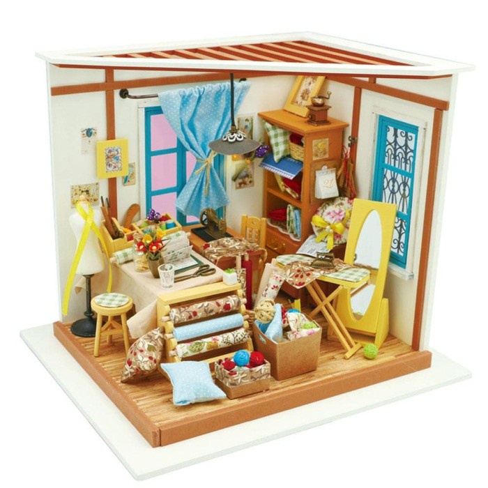 ROLIFE Robotime DIY Dollhouse Kit-Lisa's Tailor with LED light DG101 Perfect Gift For Your Love One