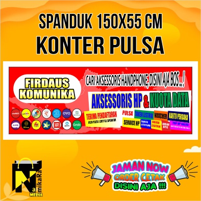 Spanduk Banner backdrop pulsa dan kuota ukuran 150x55 terbaru custom bisa COD / spanduk konter pulsa