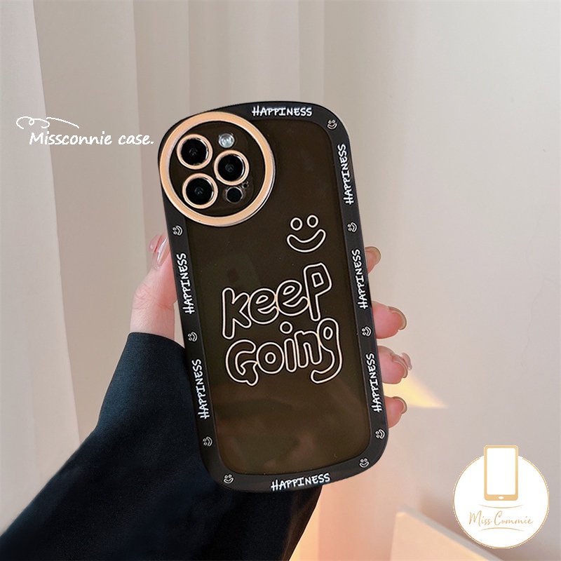 IPHONE Ins Fashion Label Huruf Telepon Case Kompatibel Untuk Iphone11 13 12 14 Pro MAX XR 6 6s 78 Plus XS MAX X SE 2020 Shockproof Airbag Lensa Bulat TPU Lembut Full Cover