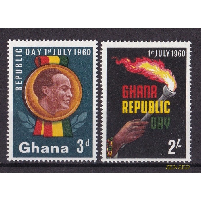 

0614 Perangko Ghana 1960 Republic Day 2v Mnh