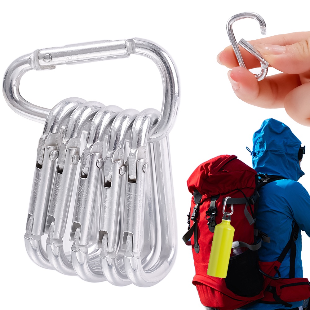 1 Pc Gantungan Kunci Carabiner Bentuk D Bahan Aluminum Alloy Warna Silver