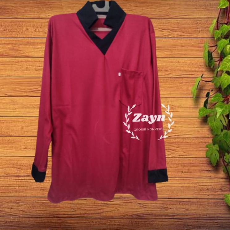 Menarik Baju Kaos Atasan Kerja Polos Tebal Krah Baju Bapak Kerah Brondong Proyek Lengan Panjang Berk