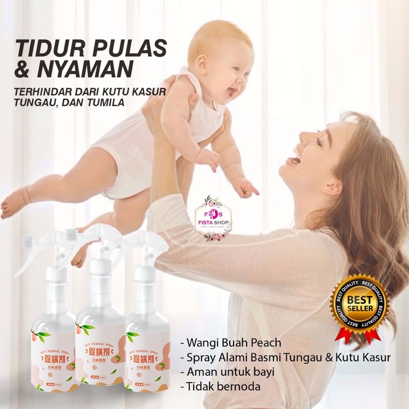 Lam Pure Anti Tungau kasur &amp; selimut Spray Wangi Buah Peach Aman Untuk Bayi 500ml Aroma Therapy