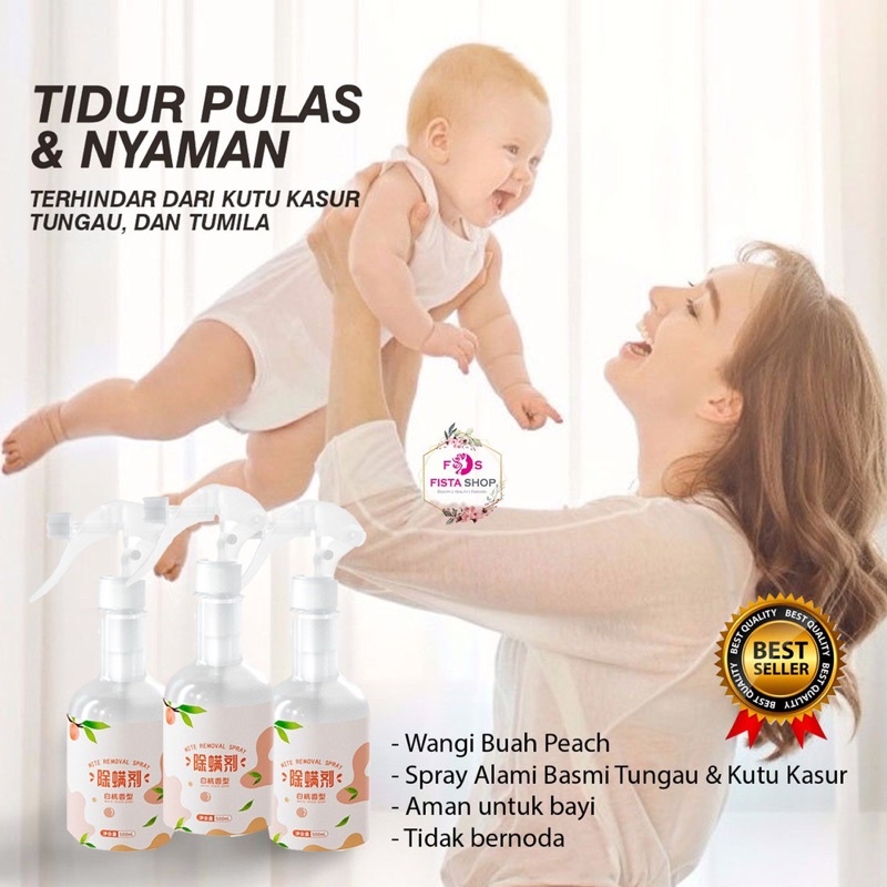 Lam Pure Anti Tungau kasur &amp; selimut Spray Wangi Buah Peach Anti Bakteri, Kuman &amp; Virus Aman Untuk Bayi 500ml Aroma Therapy fistashop