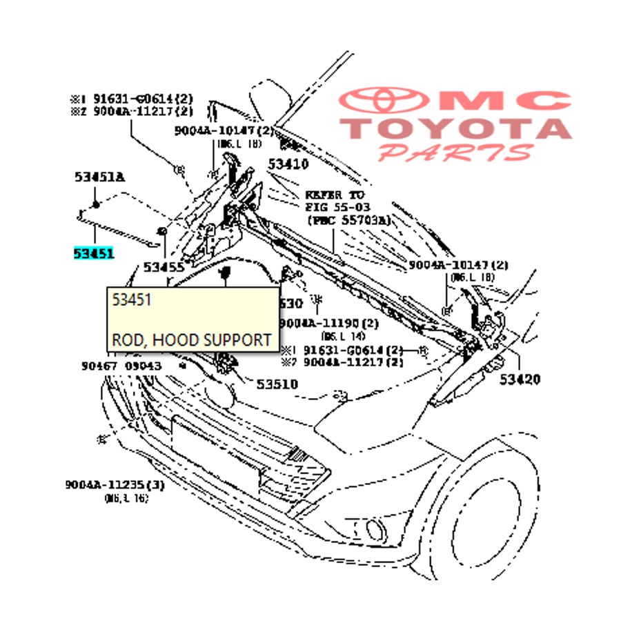 Tiang Penyangga Kap Mesin / Rod Hood Support Calya Sigra 53451-BZ170