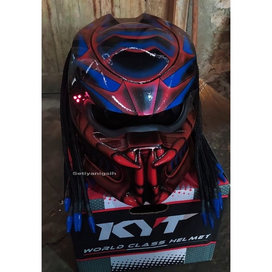 Jual helm predator airbrush biru SNI dot | Shopee Indonesia