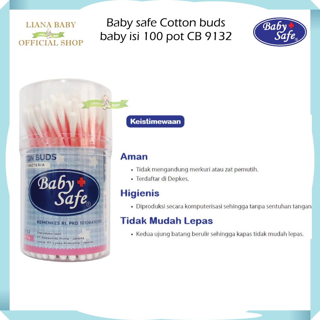 PERA66 COTTON BUD Baby safe Regular Tip CB9130/ baby tipe 9132  ISI 100 PCS KOREK KUPING