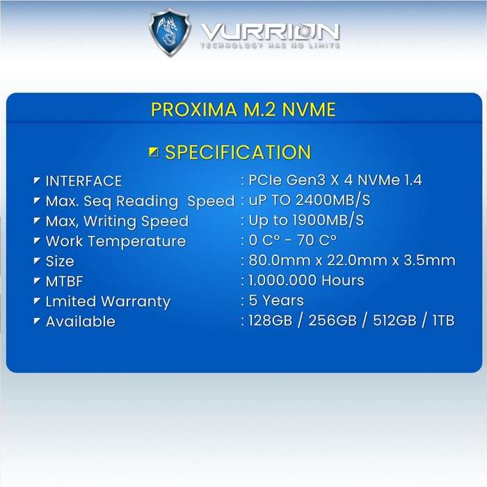 SSD VURRION PROXIMA M.2 NVME 128GB / SSD NVME 128GB