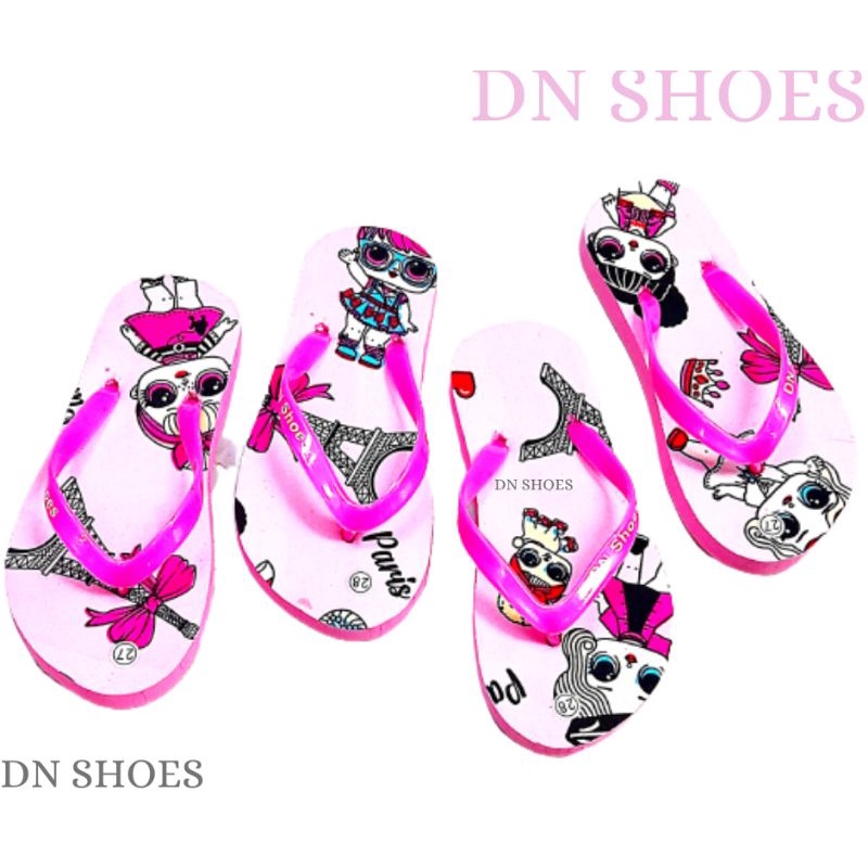 Sandal Anak Perempuan Sendal Jepit Anak Lucu Sandal Flat Anak Karakter Lol Pink Paris