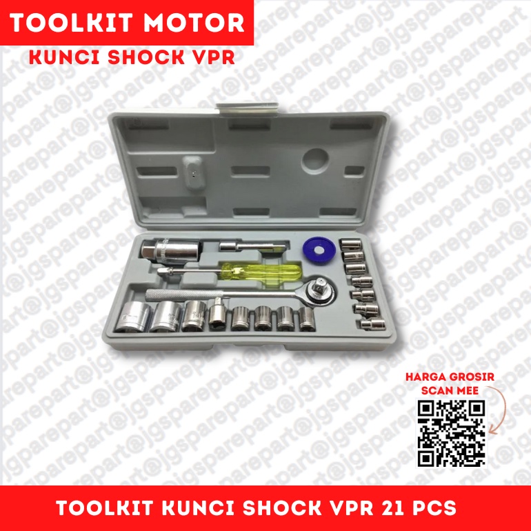 KUNCI SOCK SET 21 PCS VPR/ SOK SHOCK MATA HAND SOCKET WRENCH 21 PCS VPR