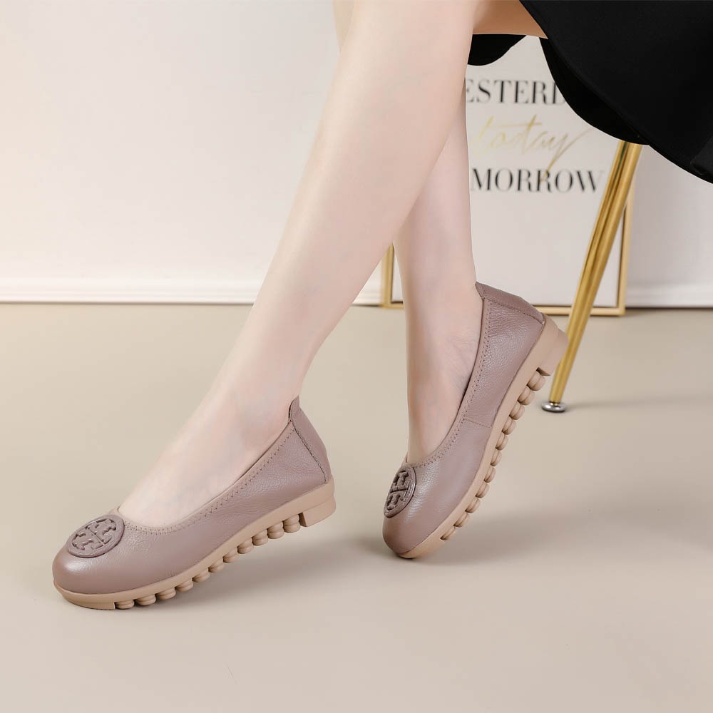 Sepatu Tory Burch kayu telapak radial kulit tory flat balerina